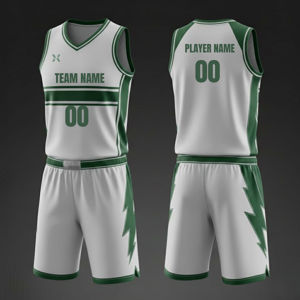 Green Pulse Custom Basketball Kit